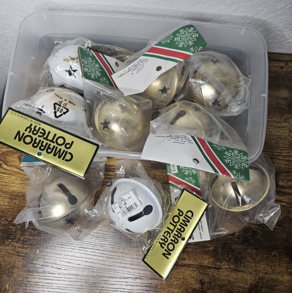 Lot Of Vintage Bells Crafts Multi Size Christmas Holidays Ornament White Gold